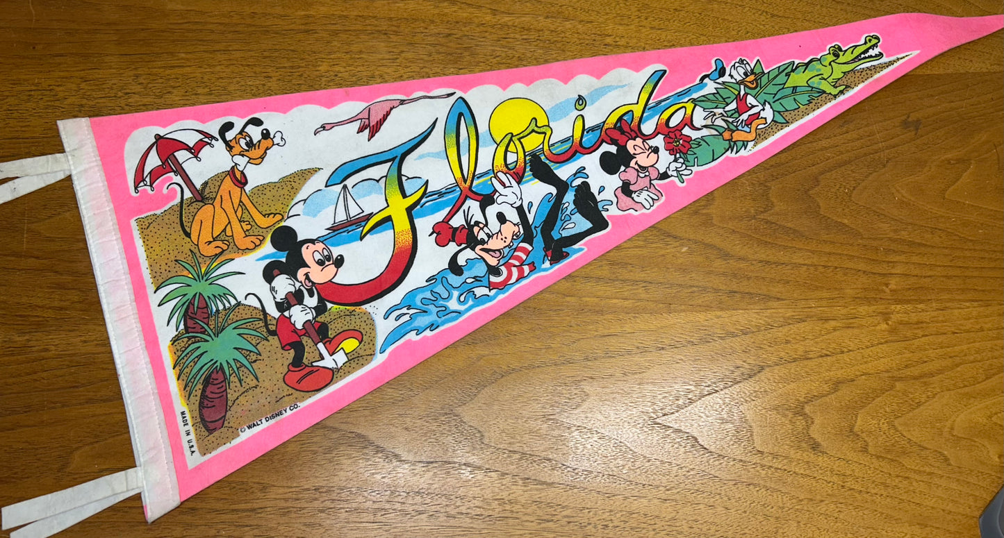 Vintage Disney Florida Felt Pennant
