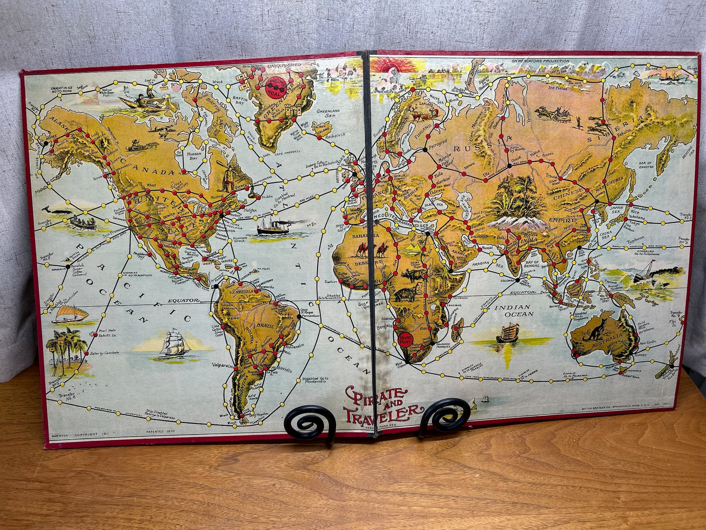 Vintage 1911 Pirate and Traveler Board Game