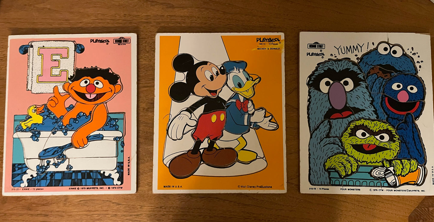 Vintage Lot of Wooden Playskool Puzzles