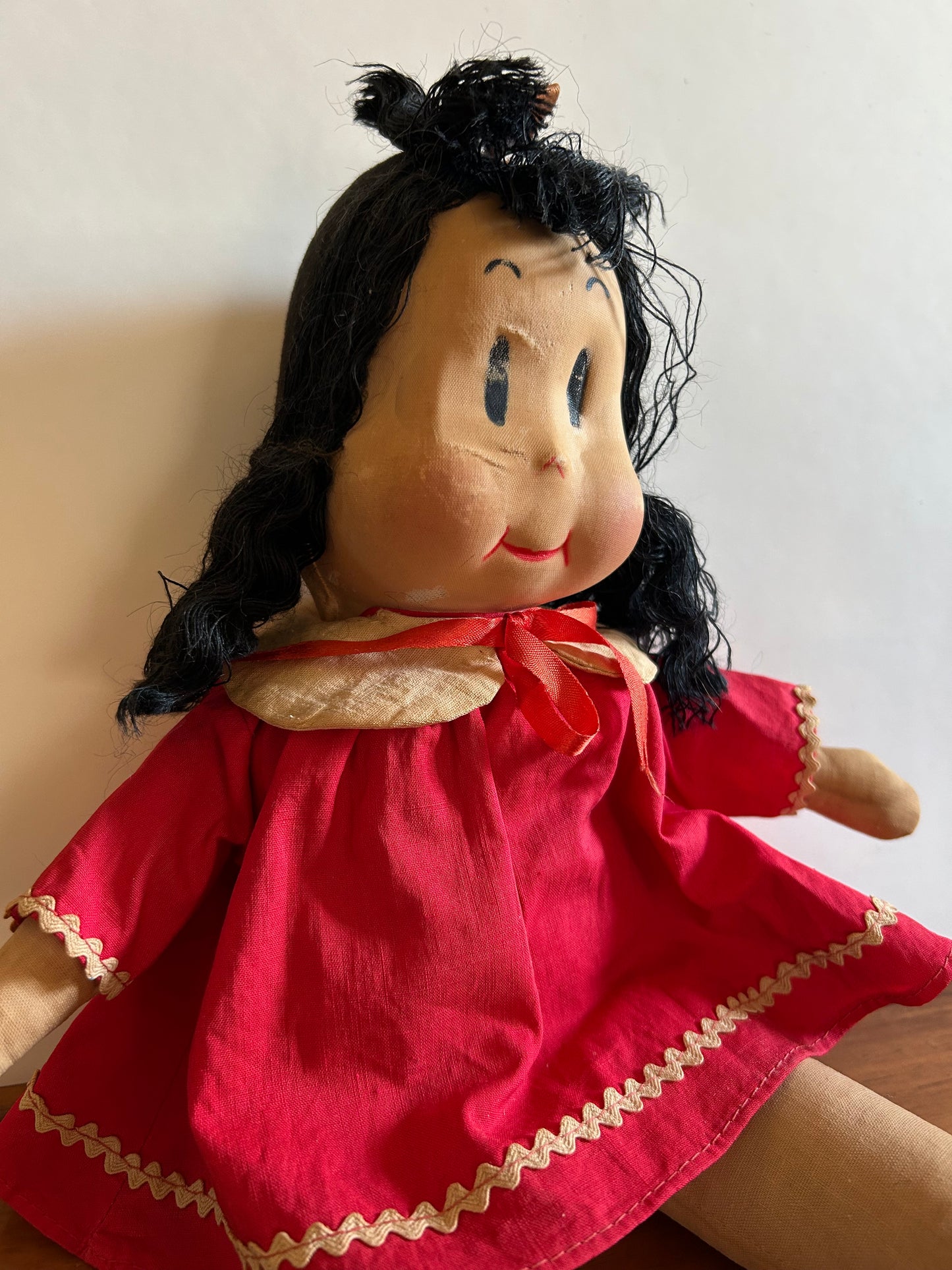 Vintage Antique Little Lulu Doll Cloth Doll Marge Georgene RARE 1940s Red Dress