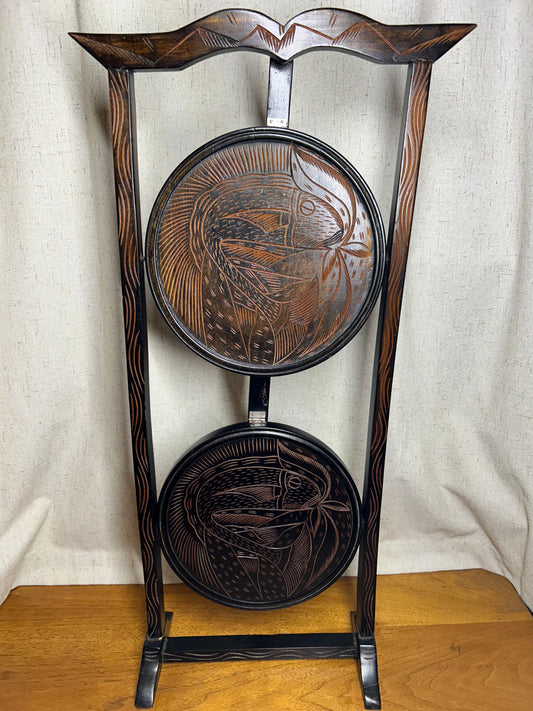 Fish Carved Folding Cocktail Table