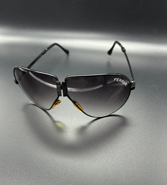 Vintage FERRARI Aviator Style Foldable Sunglasses with Original Black Zip Case
