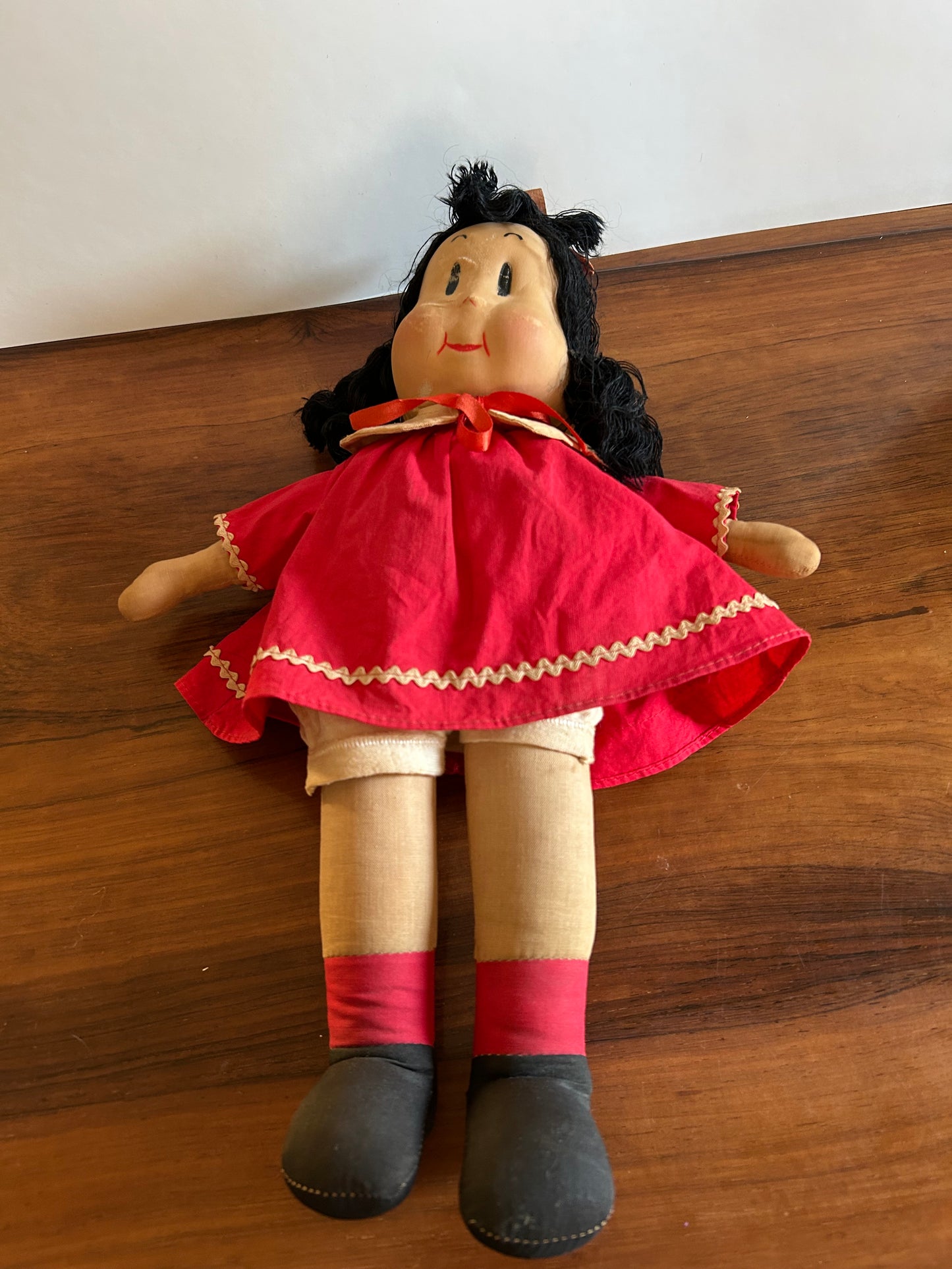 Vintage Antique Little Lulu Doll Cloth Doll Marge Georgene RARE 1940s Red Dress