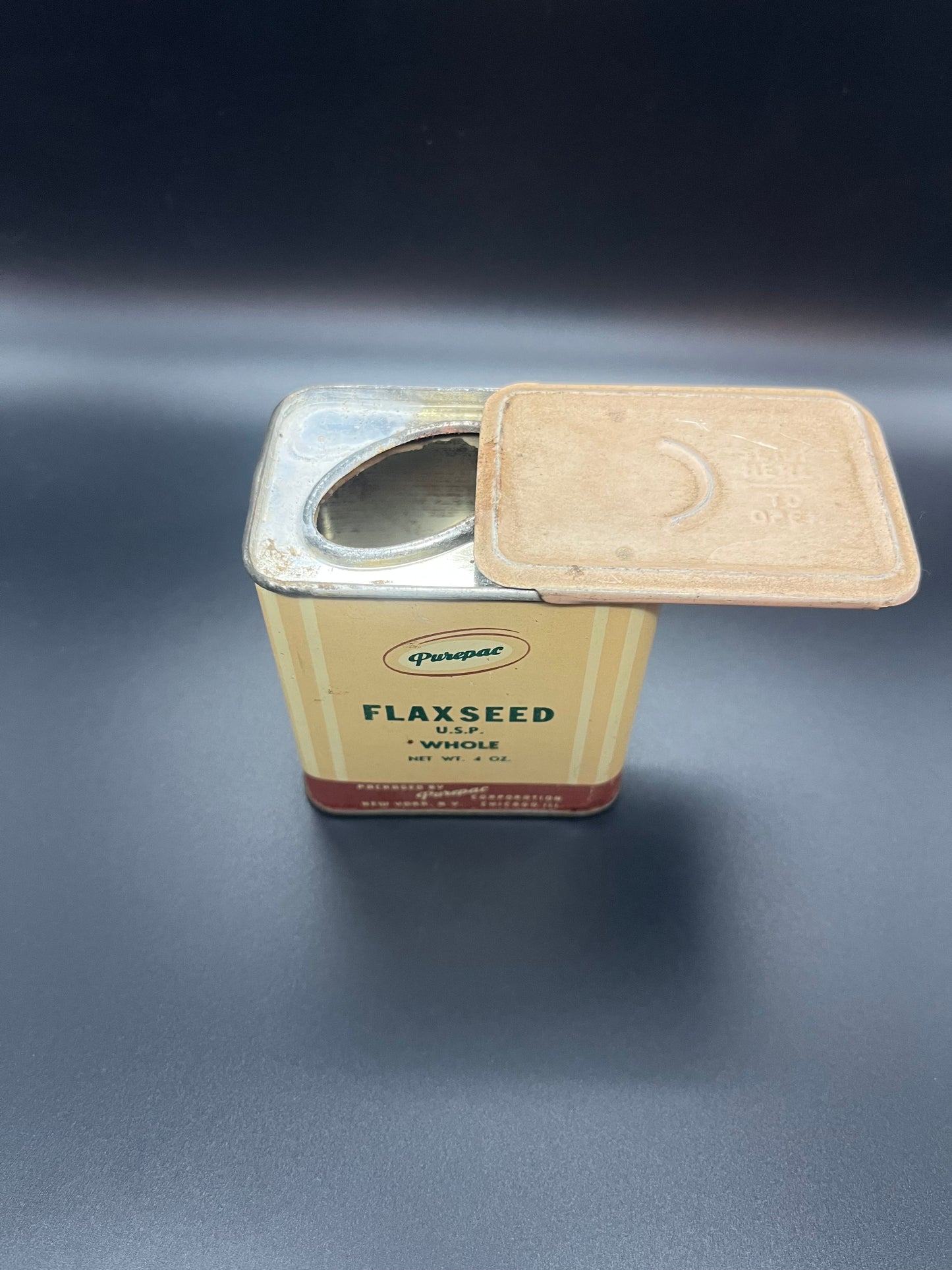 Purepac Flaxseed Vintage Tin Farmhouse Kitchen Americana