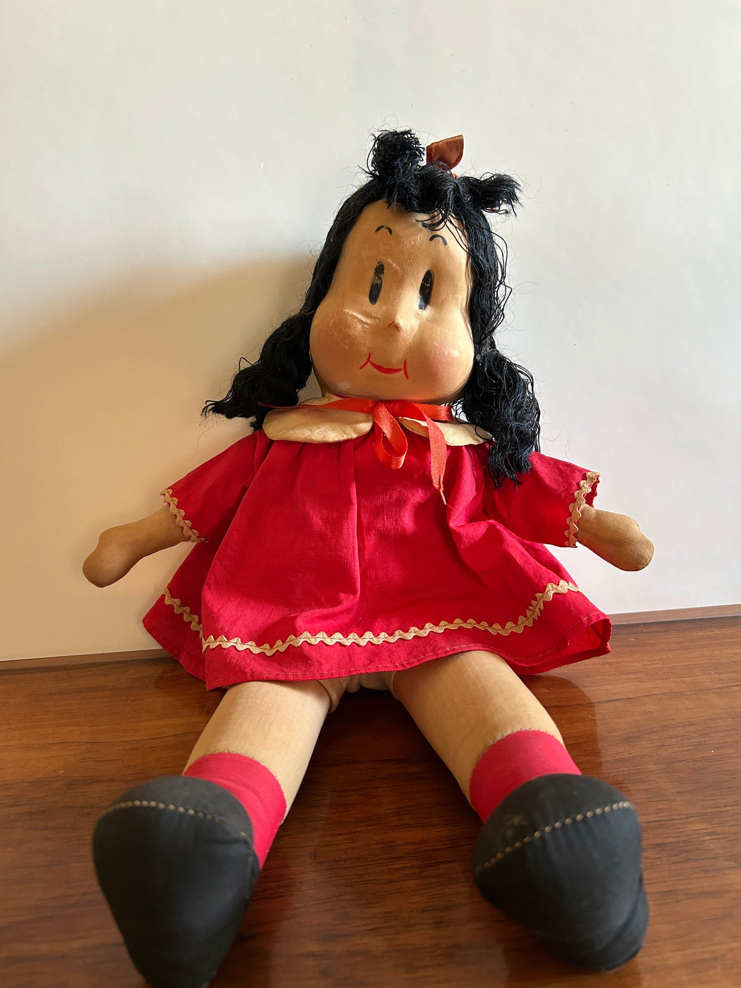 Vintage Antique Little Lulu Doll Cloth Doll Marge Georgene RARE 1940s Red Dress