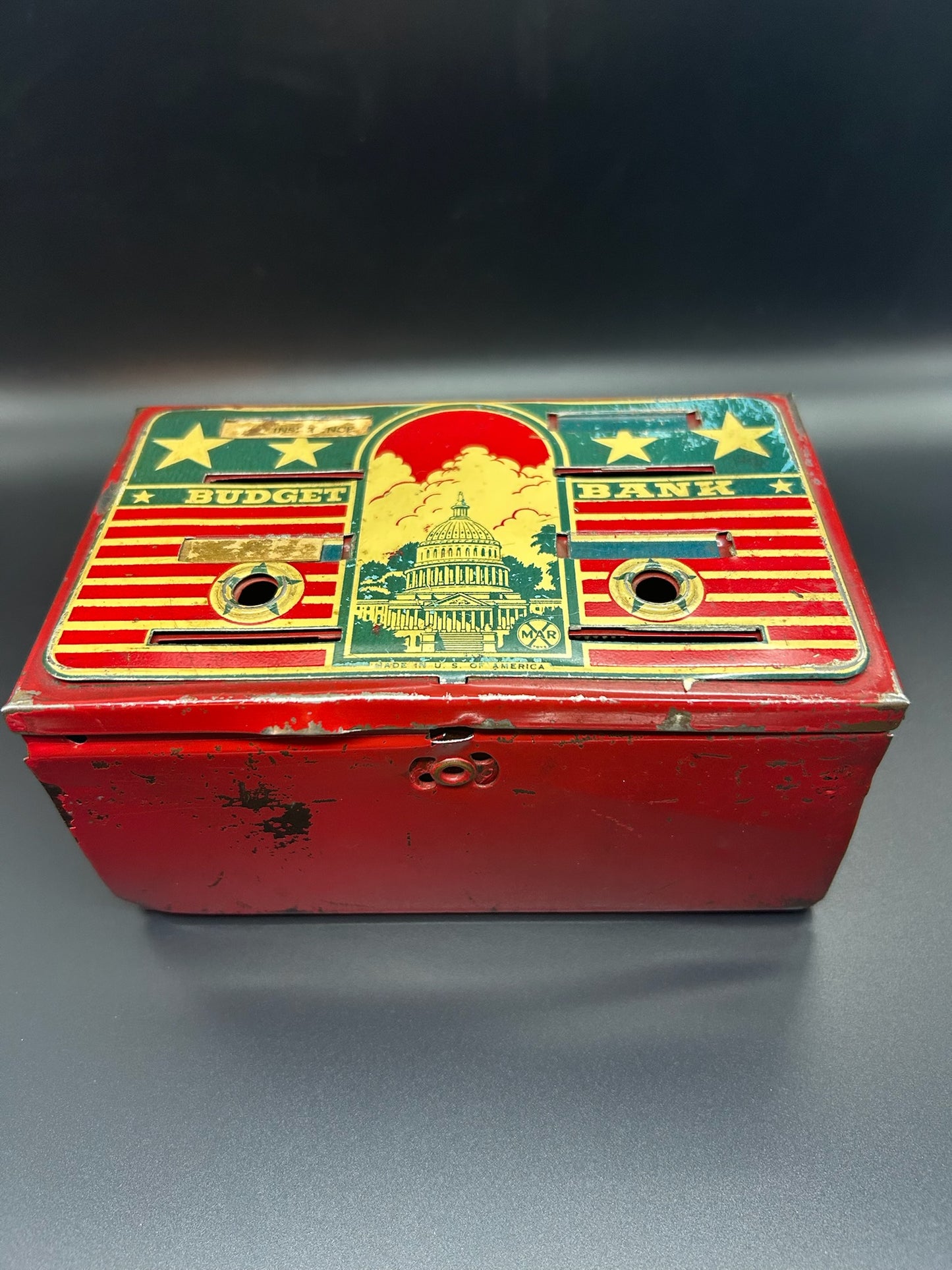 Vintage Marx Toys Budget Bank Collectable Coin Bank White House Made In USA