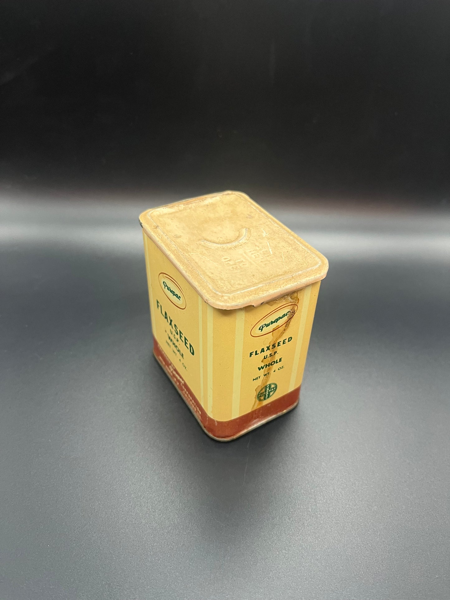 Purepac Flaxseed Vintage Tin Farmhouse Kitchen Americana