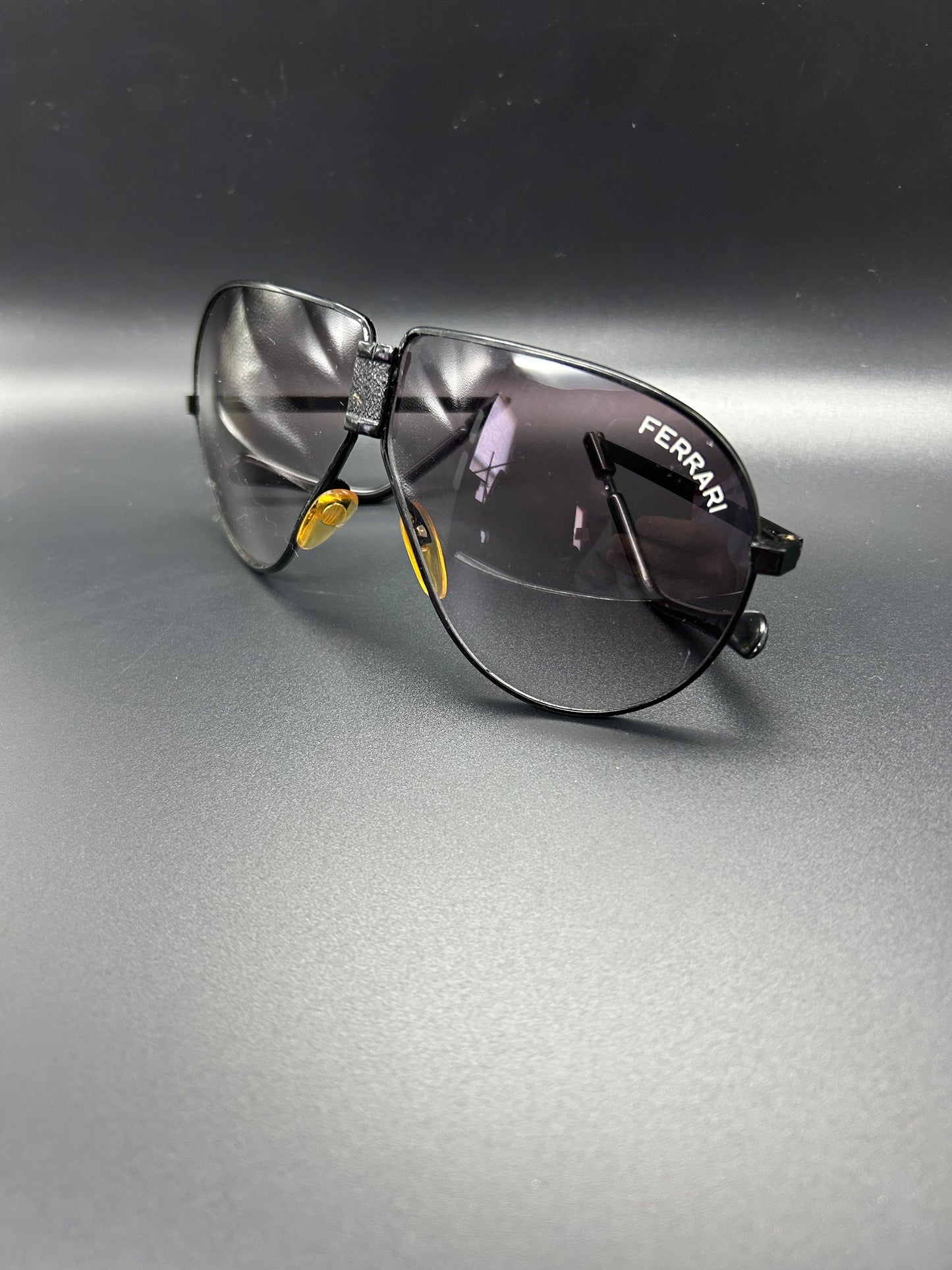 Vintage FERRARI Aviator Style Foldable Sunglasses with Original Black Zip Case