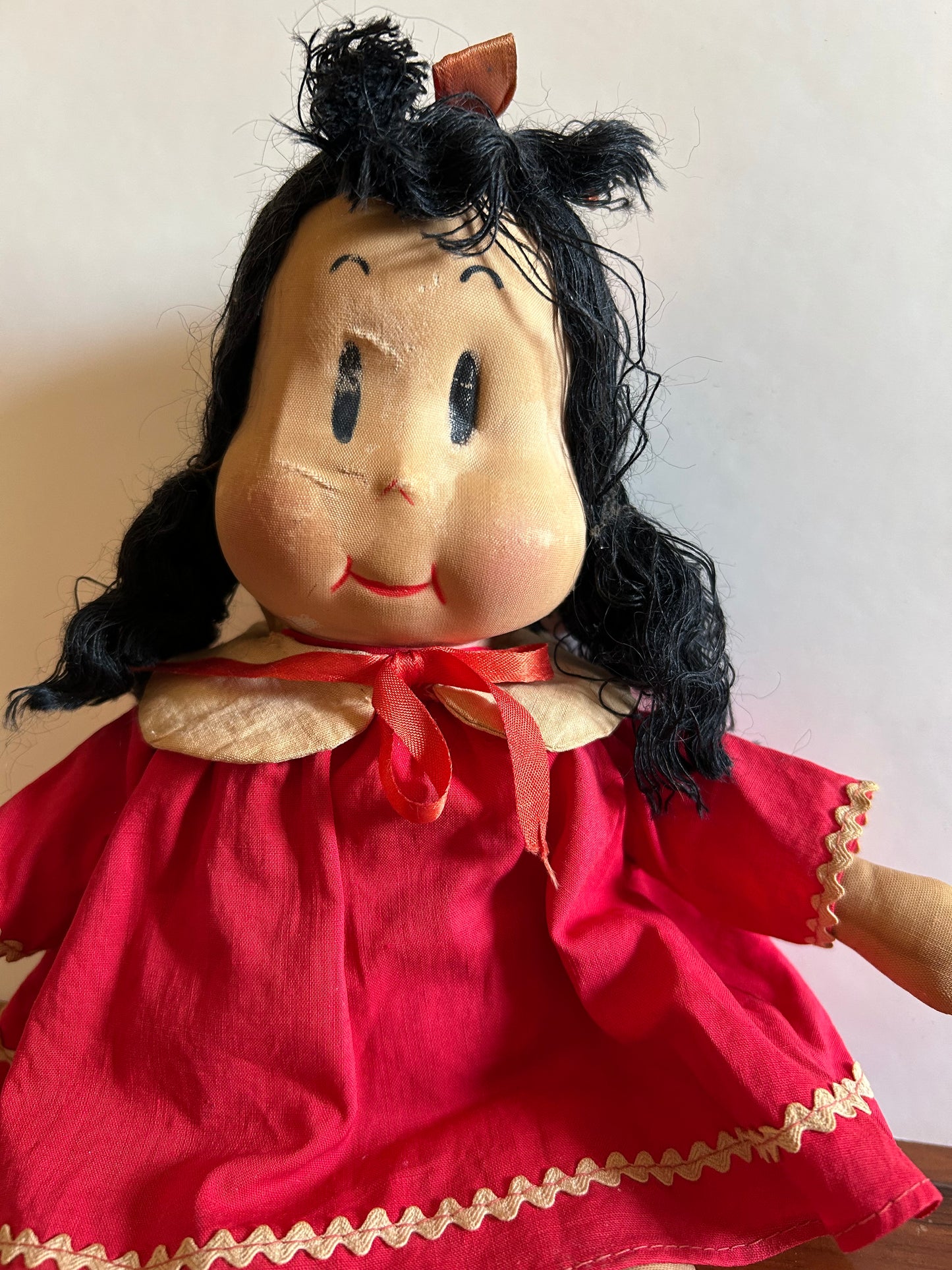 Vintage Antique Little Lulu Doll Cloth Doll Marge Georgene RARE 1940s Red Dress